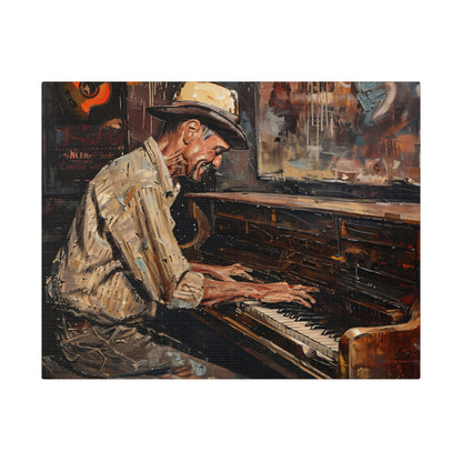 Matte Canvas, Stretched, 0.75" - Honky Tonk Piano Player