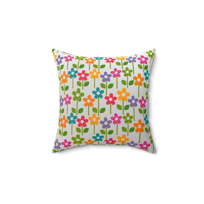 Spun Polyester Square Pillow with Zipper -  Floral Print