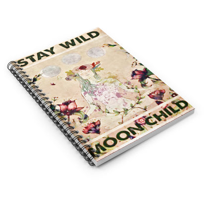 Stay Wild Moon Child Spiral Notebook — Boho Floral Ruled Journal for Dreamers