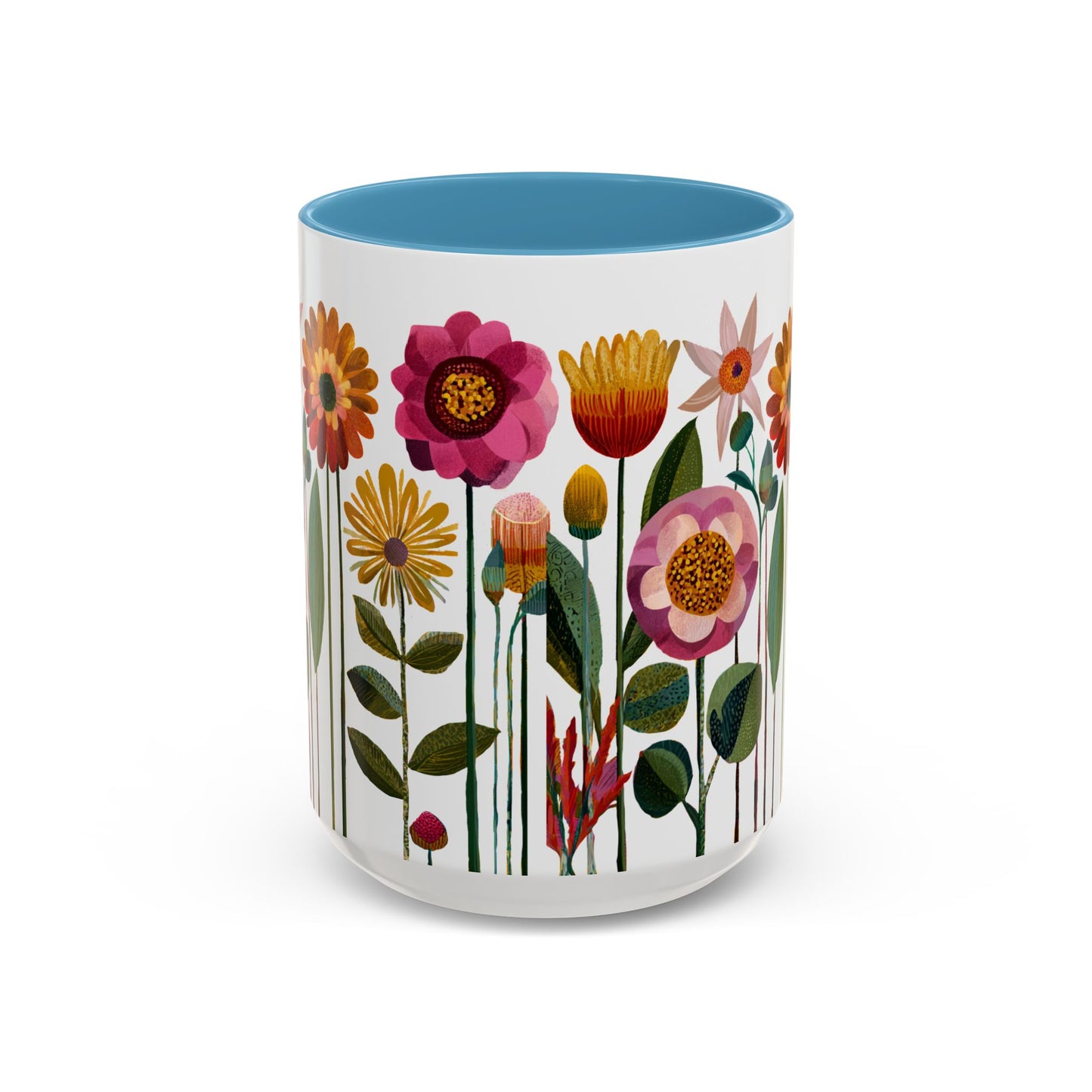 Mug with floral design on a white background front view