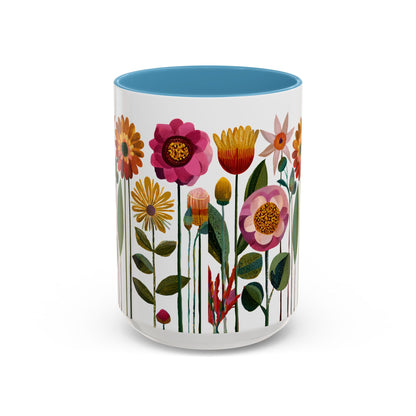 Mug with floral design on a white background front view