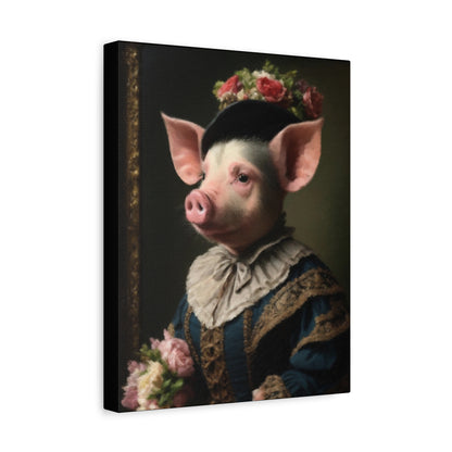 Piggy in Victorian Elegance Stretched Canvas Wall Art