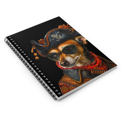 Pirate Dog Spiral Notebook — Cute Chihuahua Pirate Journal, Ruled Lined Notepad