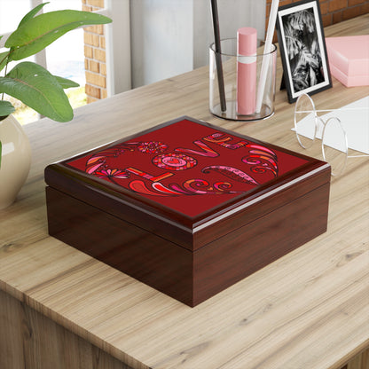 Jewelry Box - Boho Love Lacquered Keepsake Box Mahogany box
