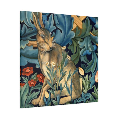 Matte Canvas, Stretched, 1.25" - William Morris Inspired Forest Rabbit