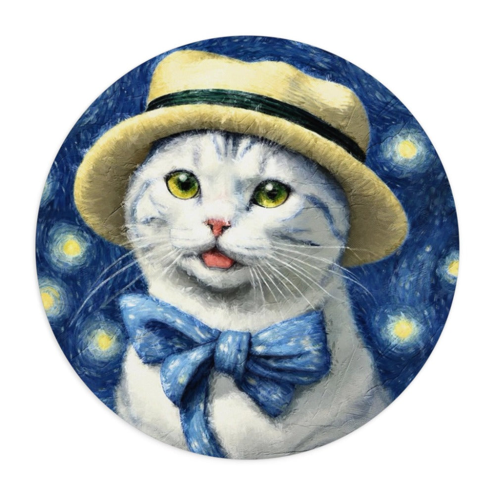 Starry Eye Cat Mouse Pad round