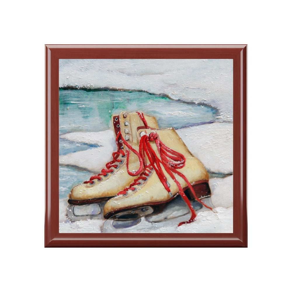 Keepsake/Jewelry Box - Ice Skates - Lacquer Box - Skating Dreams