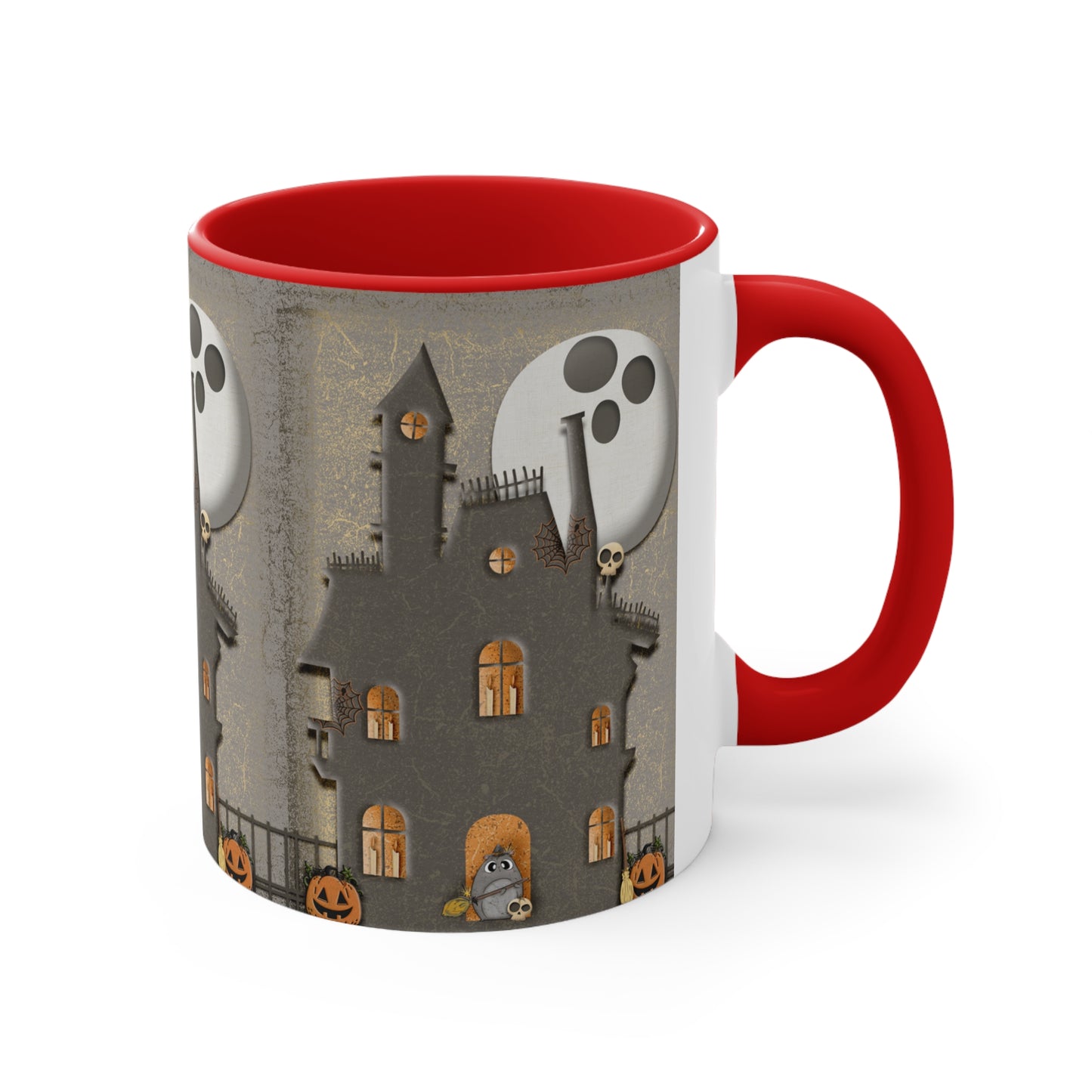 Two Tone Accent Coffee Mug, 11oz - Haunted House