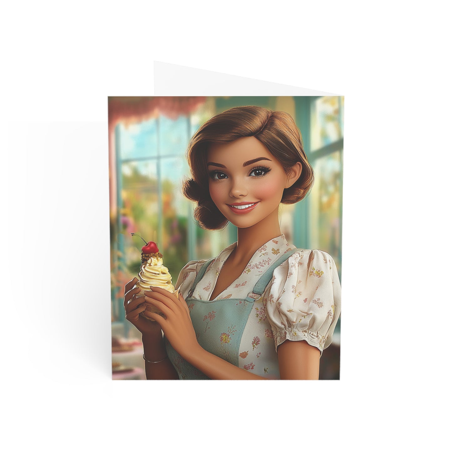 Ice Cream Parlor Gal - Greeting Cards (1, 10, 30, and 50pcs)