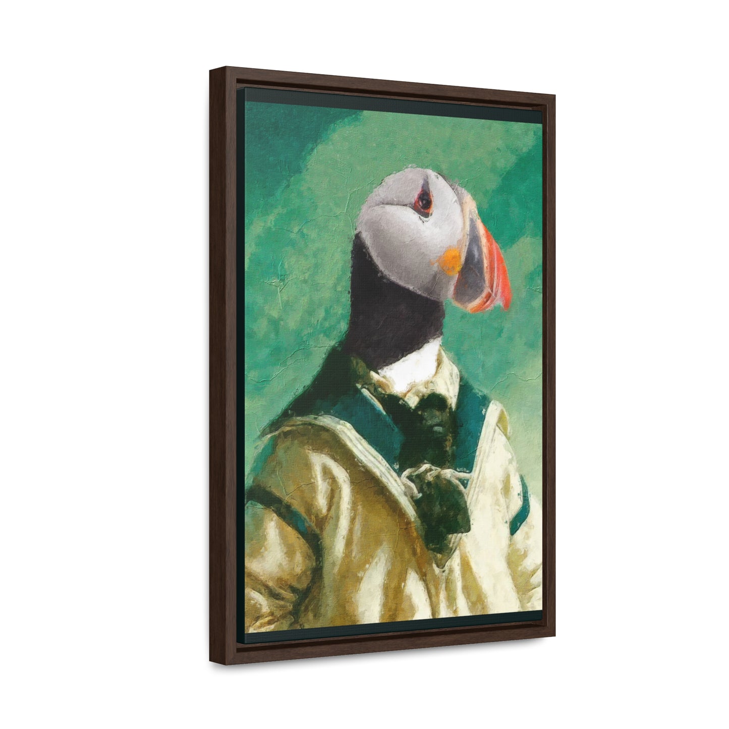 Puffin Ahoi - Vertical Framed Premium Gallery Wrap Canvas