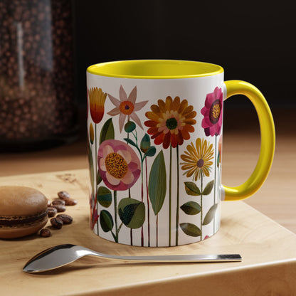 Floral Accent Coffee Mug - Vibrant Flower Design, Perfect for Home or Office, Great Gift for Garden Lovers, Spring Decor, Unique Floral Mug