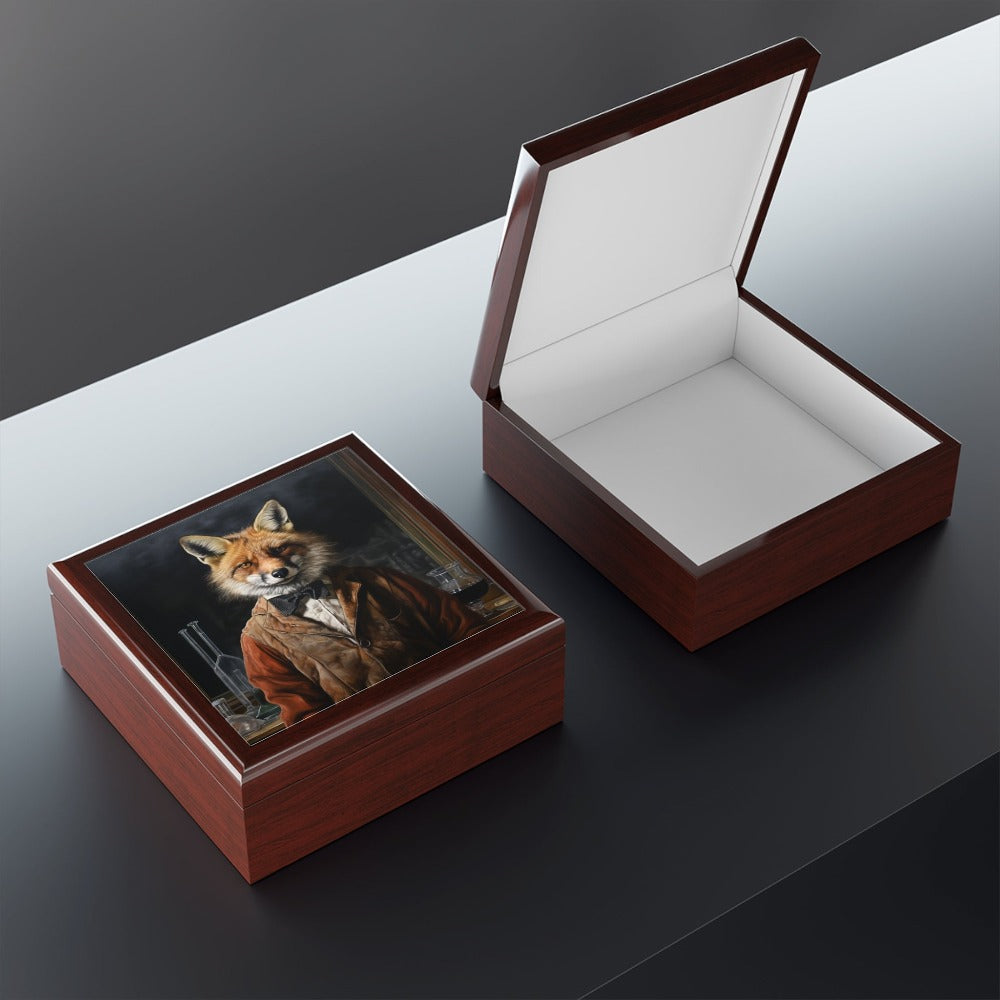 Keepsake/Jewelry Box - Fox - Wood Lacquer Box interior