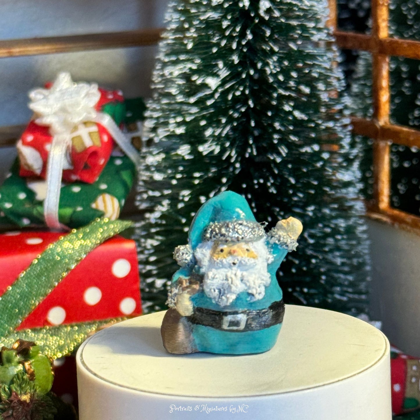 MiniatureSanta in teal