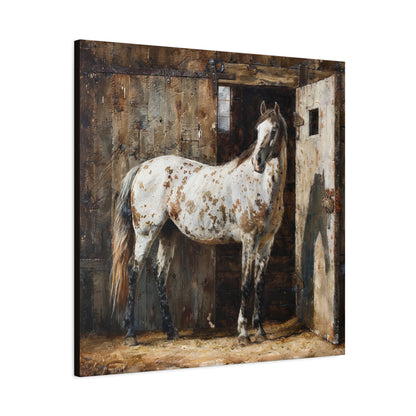 Appaloosa Horse Canvas Wall Art — Rustic Equestrian Stretched Matte Print