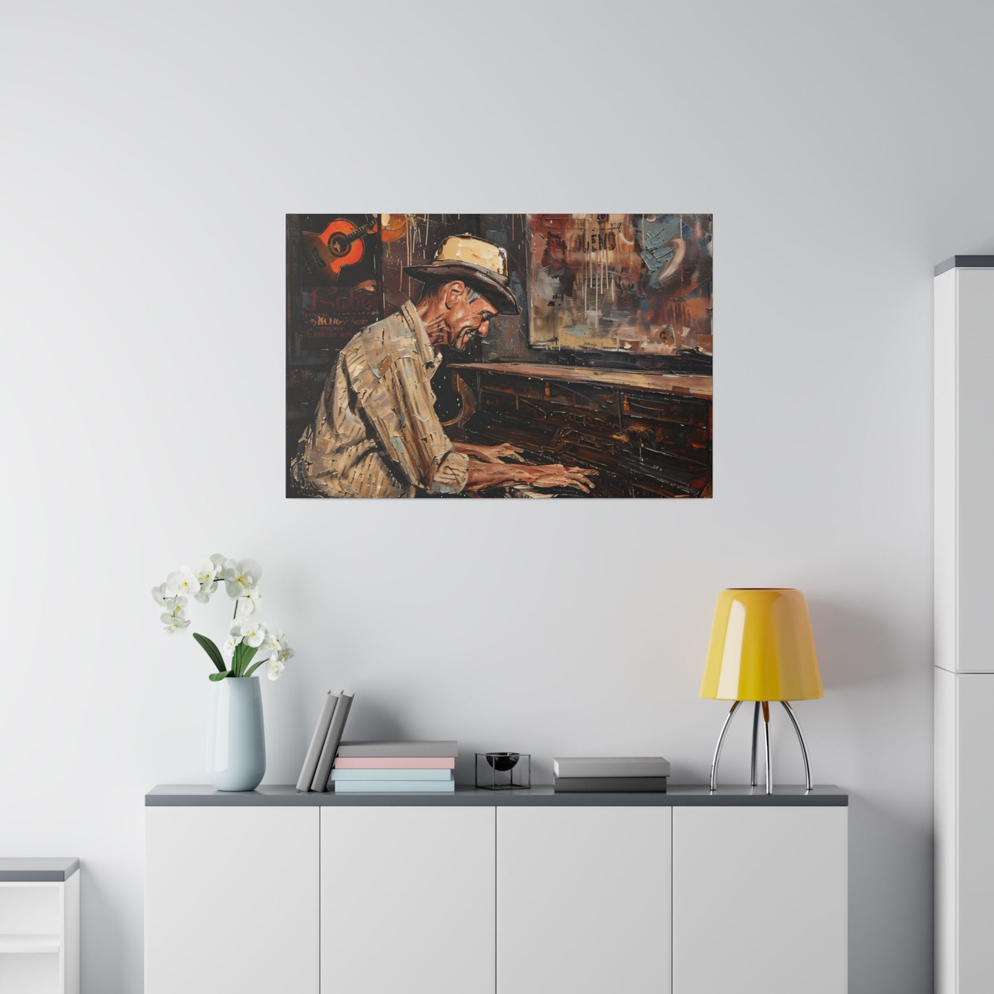 Matte Canvas, Stretched, 0.75" - Honky Tonk Piano Player