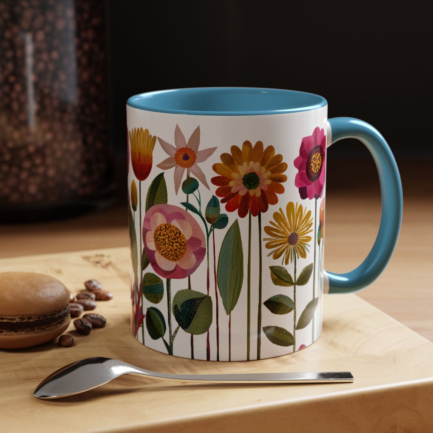 Floral Accent Coffee Mug - Vibrant Flower Design, Perfect for Home or Office, Great Gift for Garden Lovers, Spring Decor, Unique Floral Mug