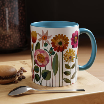 Floral Accent Coffee Mug - Vibrant Flower Design, Perfect for Home or Office, Great Gift for Garden Lovers, Spring Decor, Unique Floral Mug