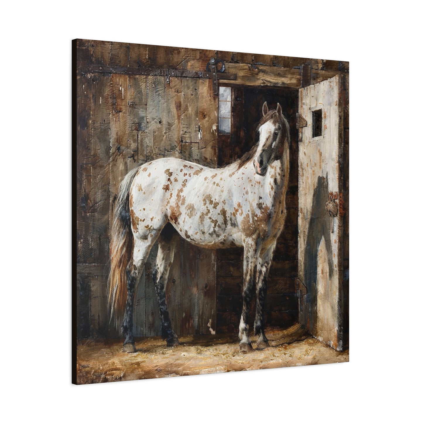 Appaloosa Horse Canvas Wall Art — Rustic Equestrian Stretched Matte Print