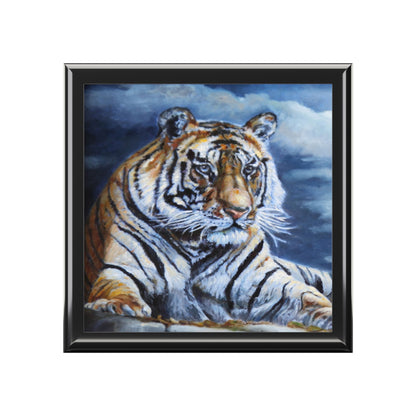 Jewelry/ Keepsake Box - Bengal Tiger Lacquer Box black front