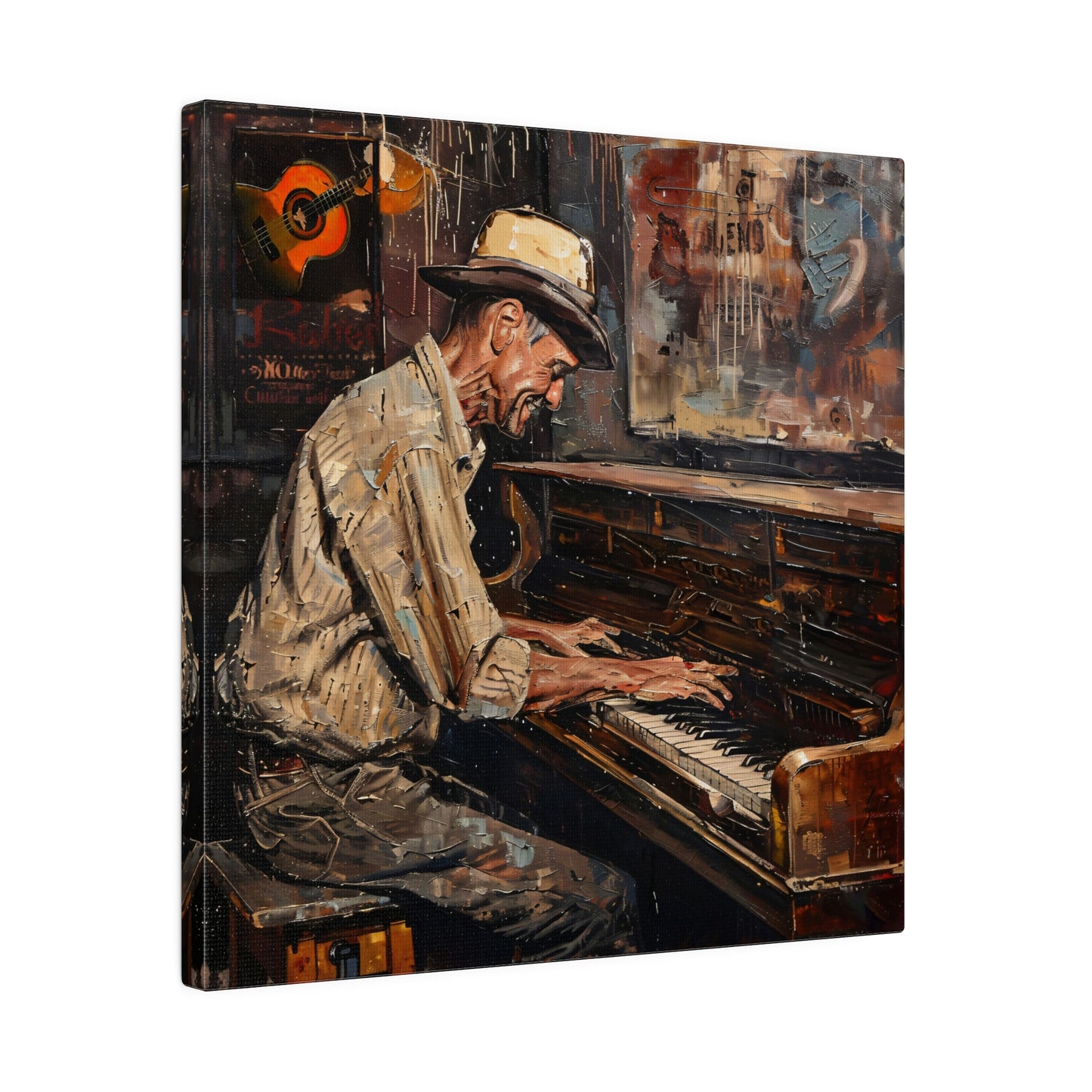 Matte Canvas, Stretched, 0.75" - Honky Tonk Piano Player