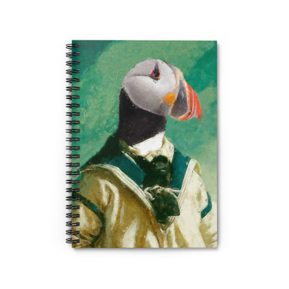 Puffin Portrait Spiral Notebook — Vintage Dressed Bird Ruled Journal