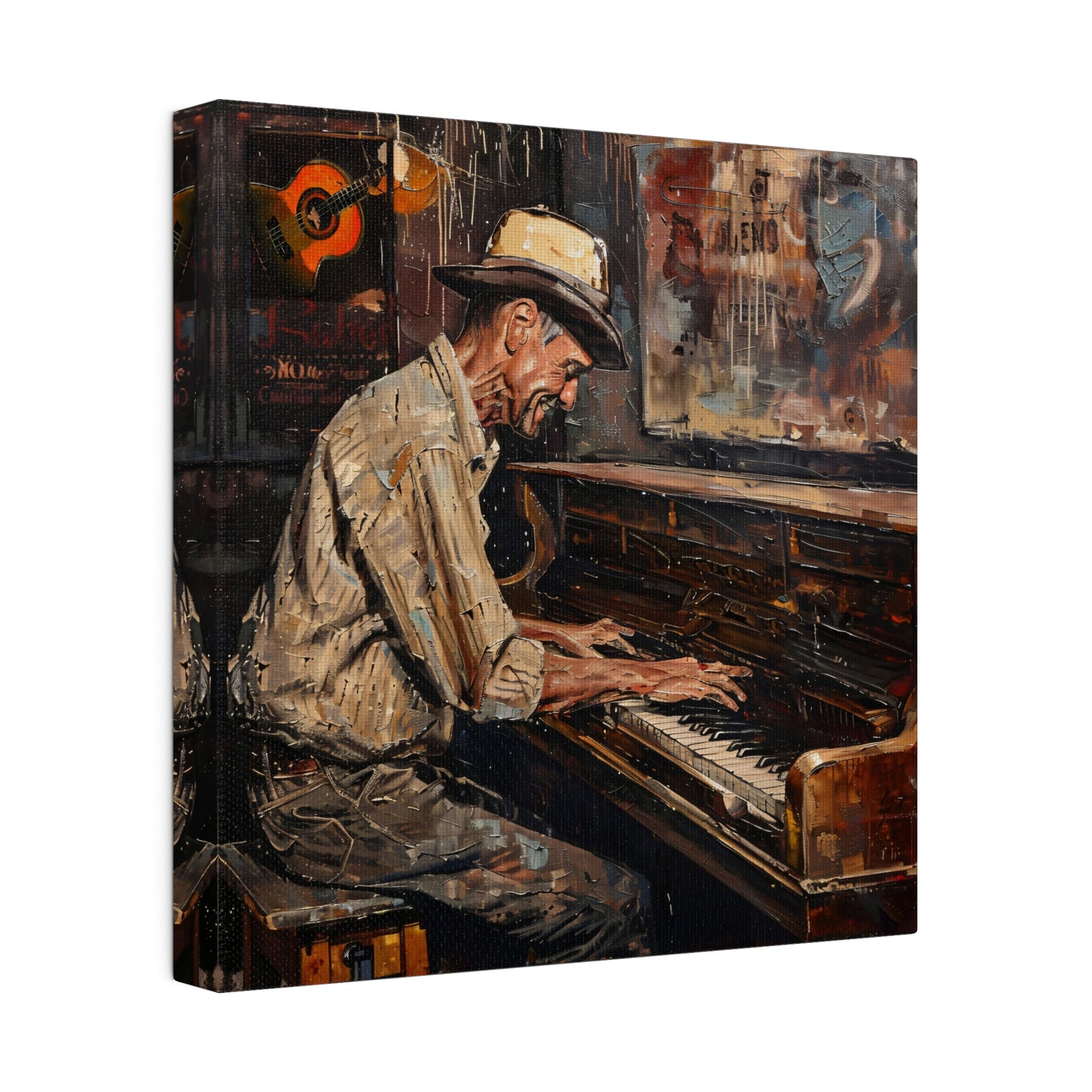 Matte Canvas, Stretched, 0.75" - Honky Tonk Piano Player