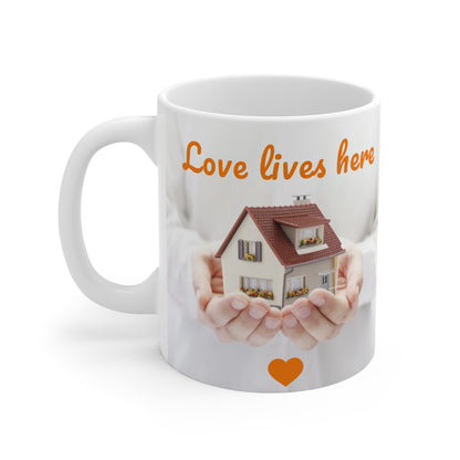 Love Lives Here Mug 11oz side