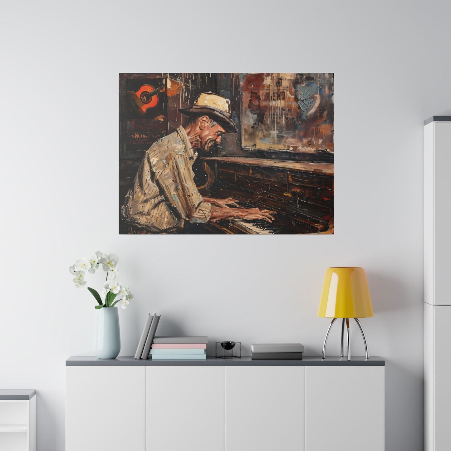 Matte Canvas, Stretched, 0.75" - Honky Tonk Piano Player