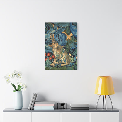 Matte Canvas, Stretched, 1.25" - William Morris Inspired Forest Rabbit