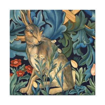 Matte Canvas, Stretched, 1.25" - William Morris Inspired Forest Rabbit