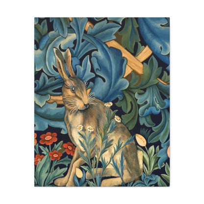 Matte Canvas, Stretched, 1.25" - William Morris Inspired Forest Rabbit