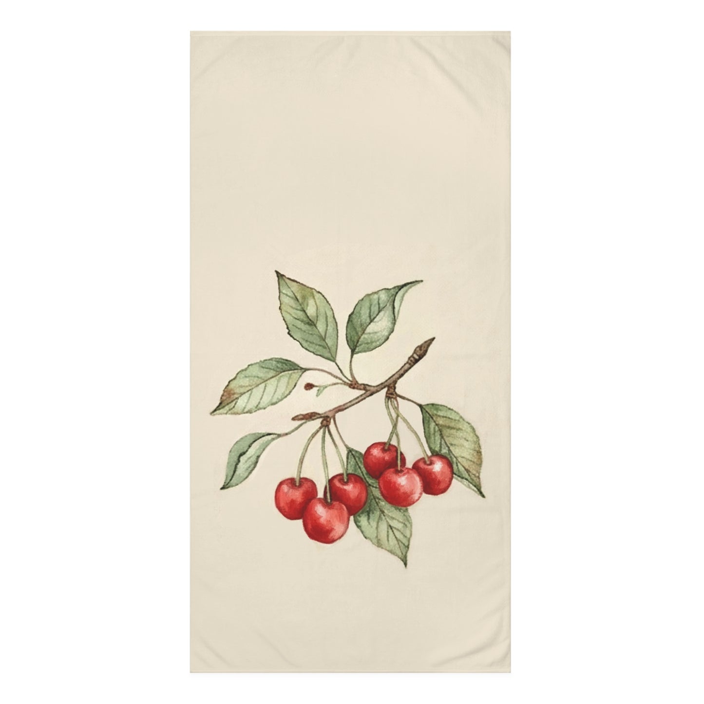 Cherry Branch Beach Towel — Vintage Botanical Cotton-Mink Blend