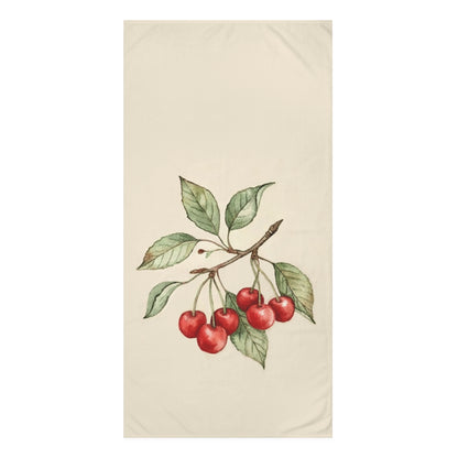 Cherry Branch Beach Towel — Vintage Botanical Cotton-Mink Blend