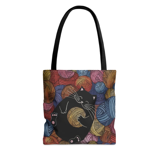 Einkaufstasche - Katze mit Garn-Design