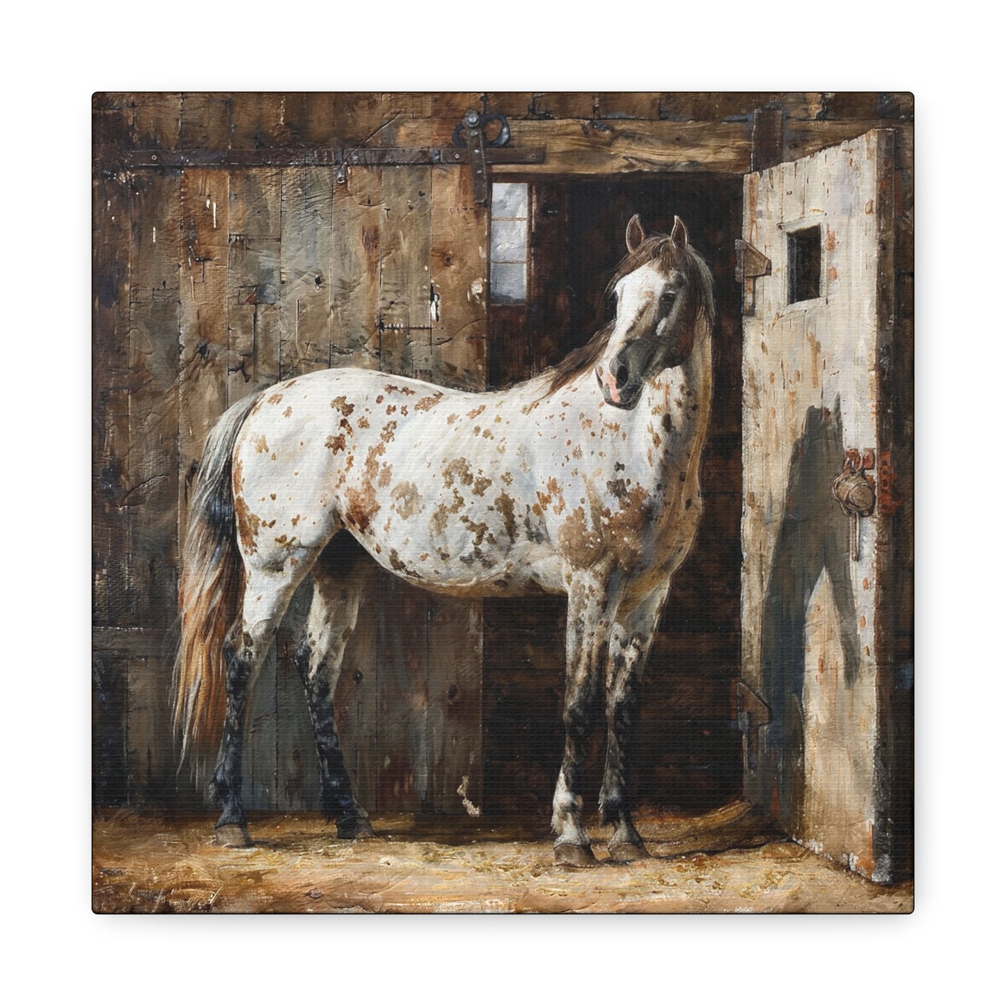 Appaloosa Horse Canvas Wall Art — Rustic Equestrian Stretched Matte Print