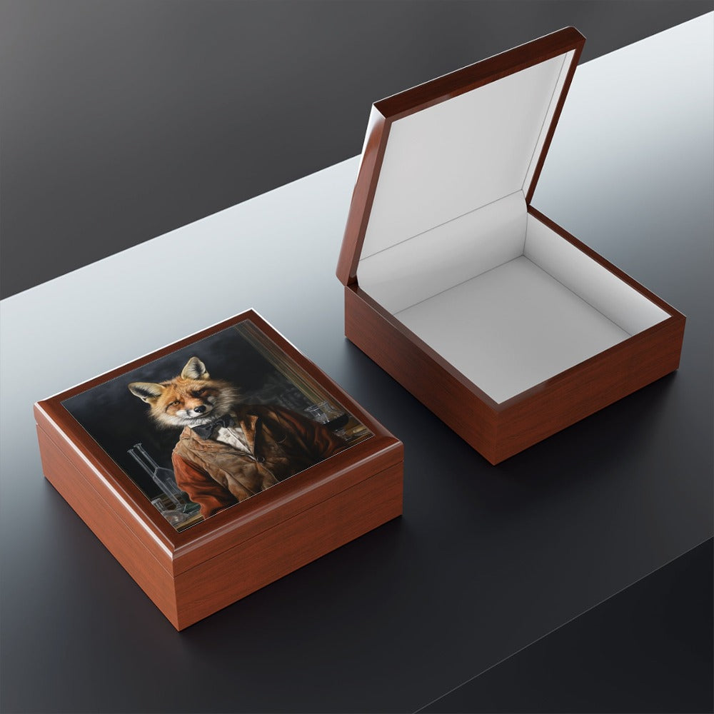 Keepsake/Jewelry Box - Fox - Wood Lacquer Box felted