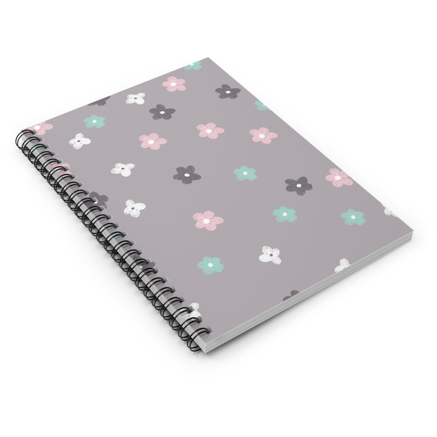 Floral Ditsy Spiral Notebook — Cute Pastel Flower Ruled Journal