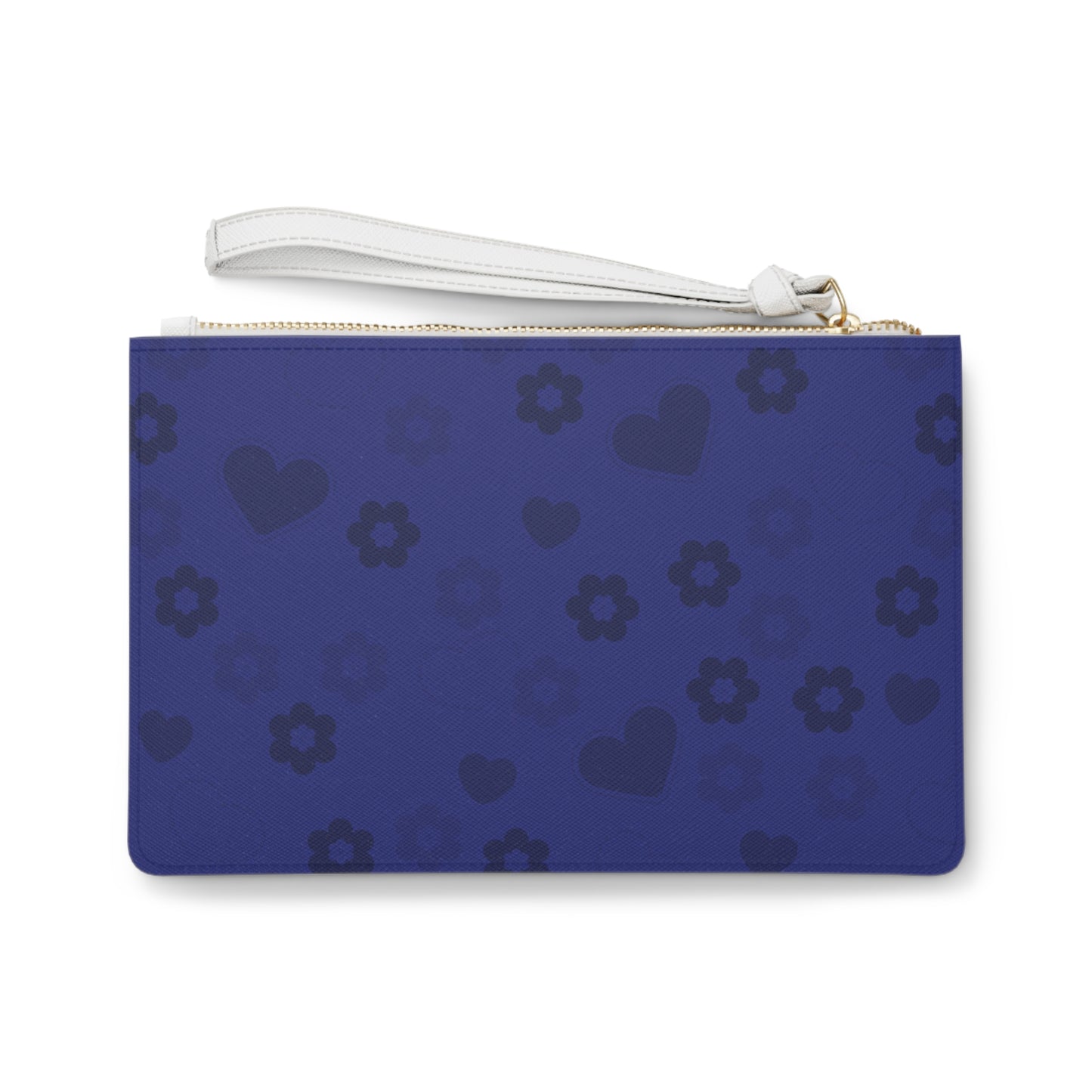 Clutch Bag - Blue Flowers and Hearts
