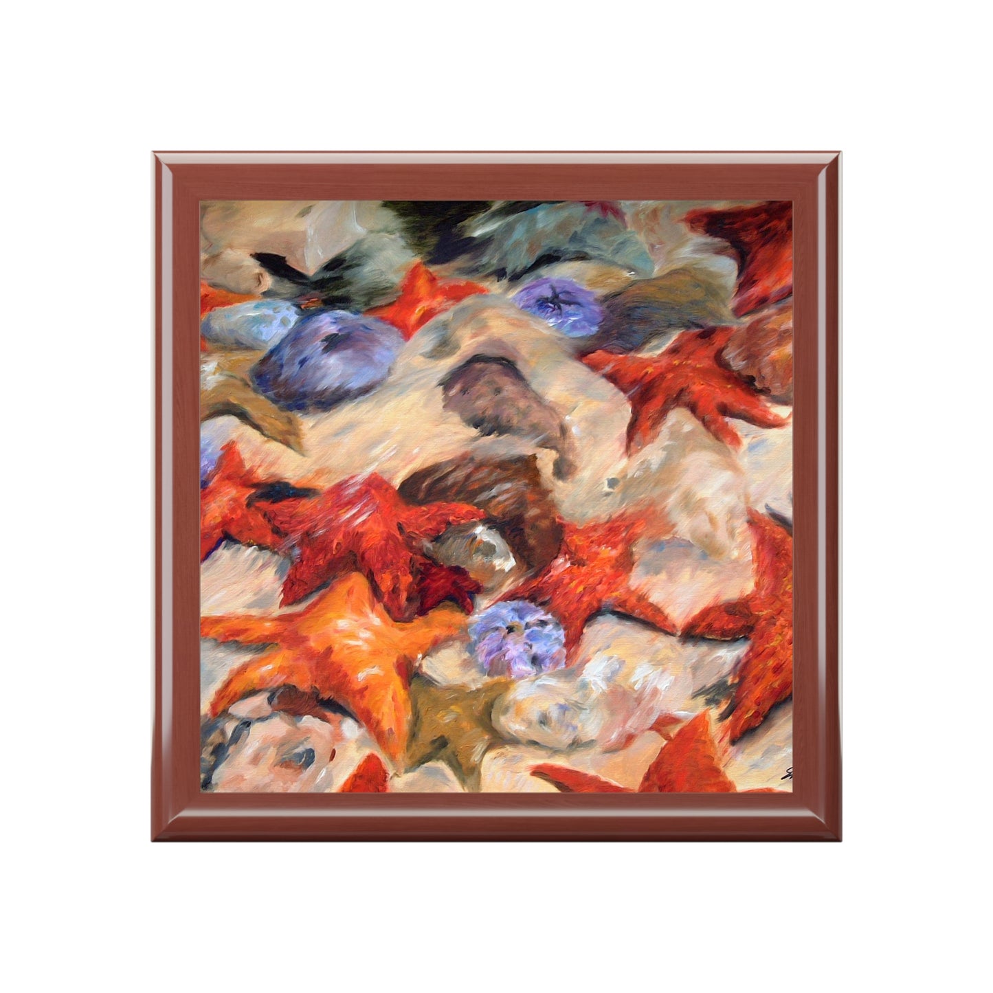 Jewelry Box - Starfish- Laquered Keepsake Box cover
