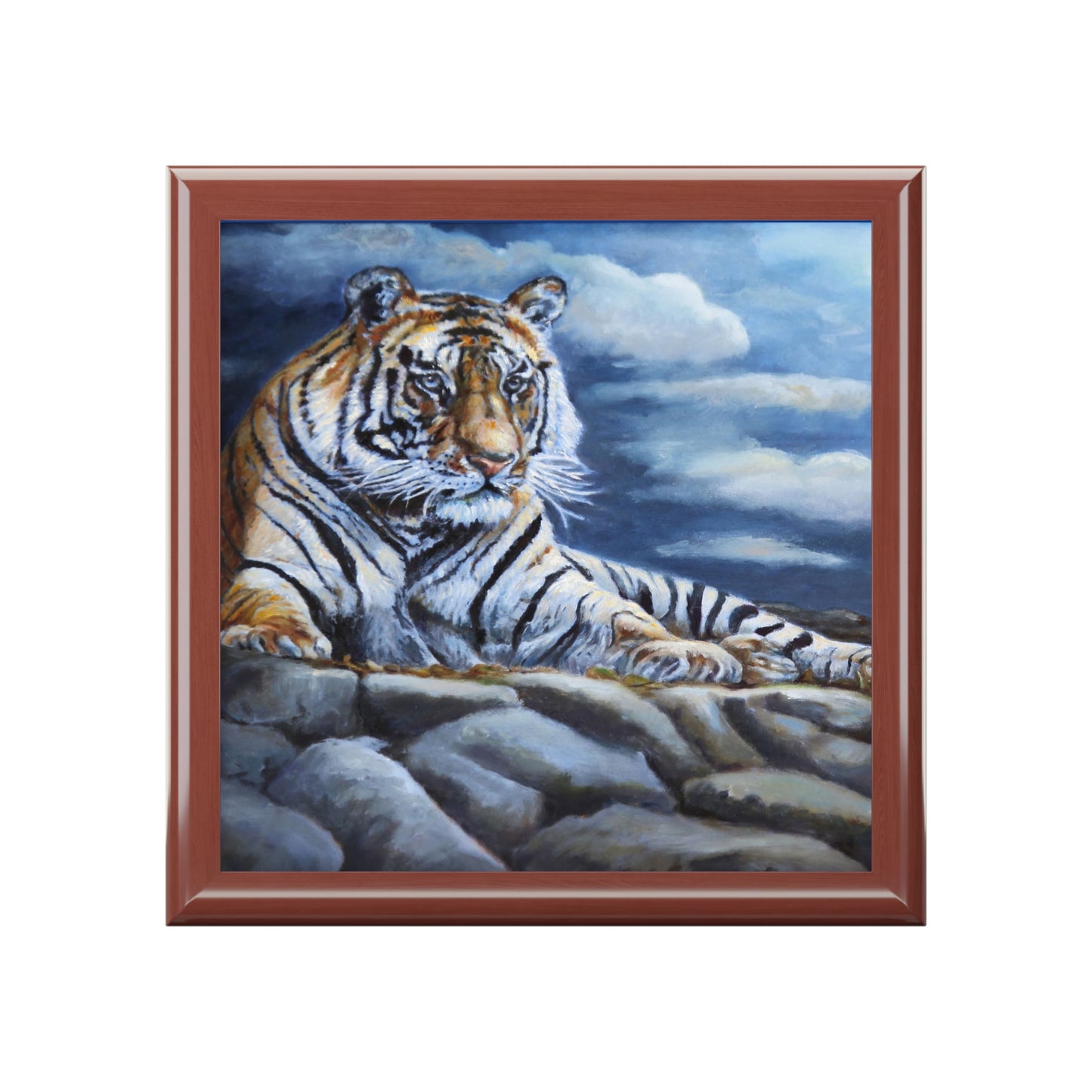 Jewelry/Keepsake Box Bengal Tiger Square Lacquer Box cover