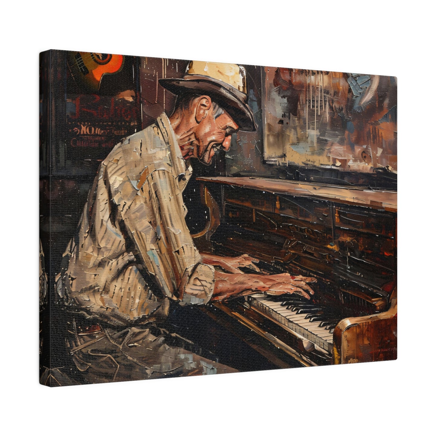 Matte Canvas, Stretched, 0.75" - Honky Tonk Piano Player