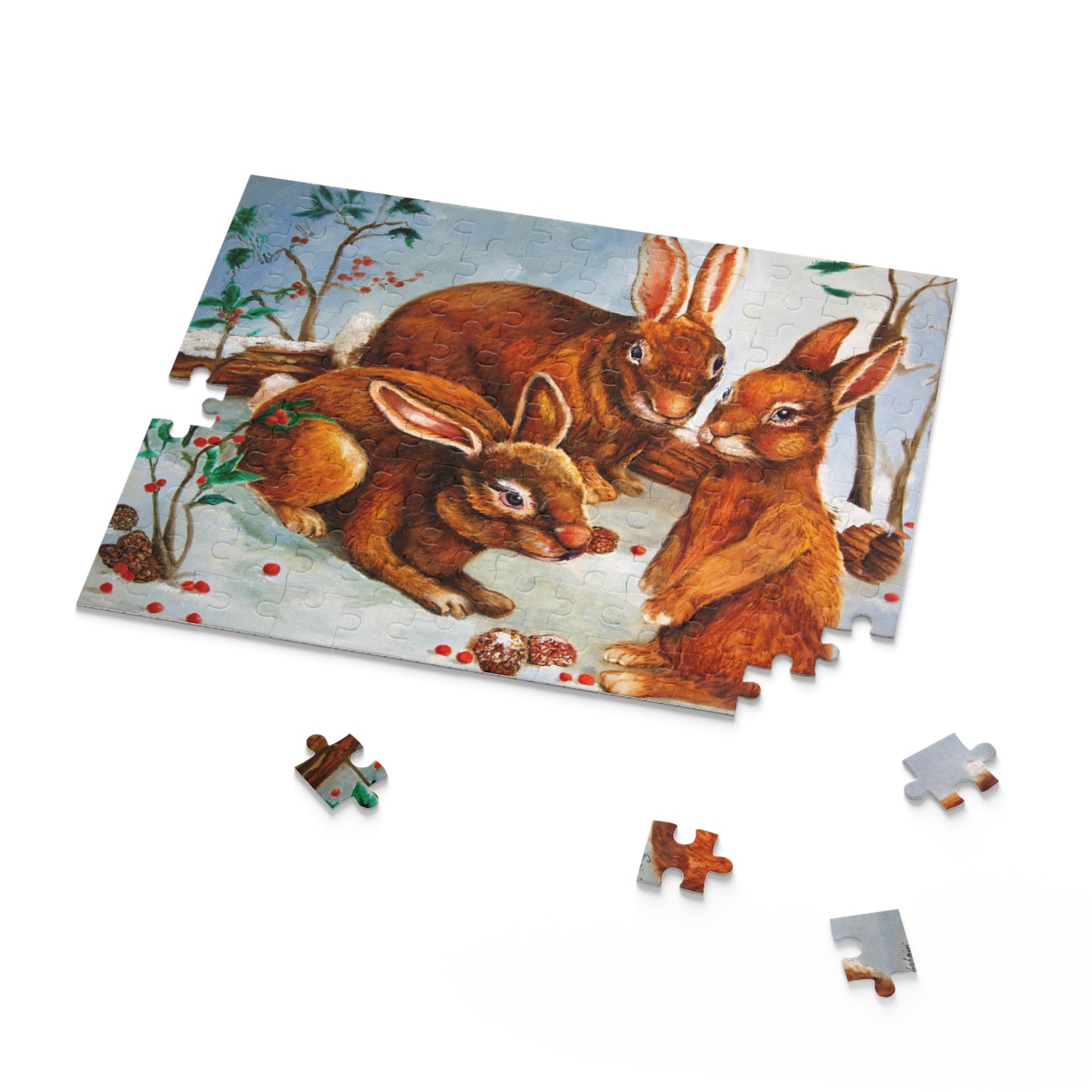 Photo Puzzle (120, 252, 500-Piece) - Rabbits in Snow
