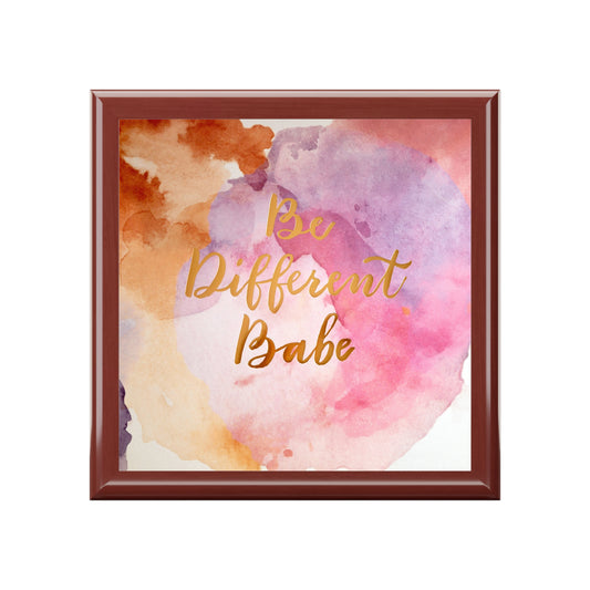 Jewelry Box - Be Different Babe Keepsake Box Golden Oak