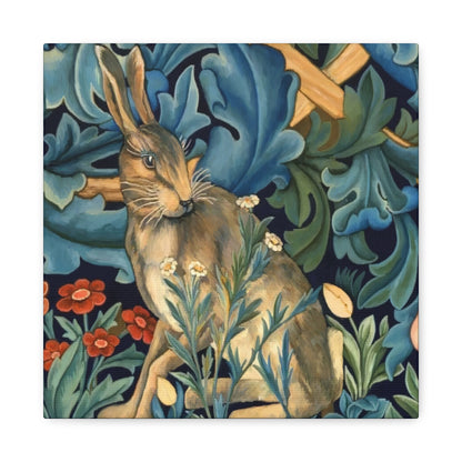 Matte Canvas, Stretched, 1.25" - William Morris Inspired Forest Rabbit