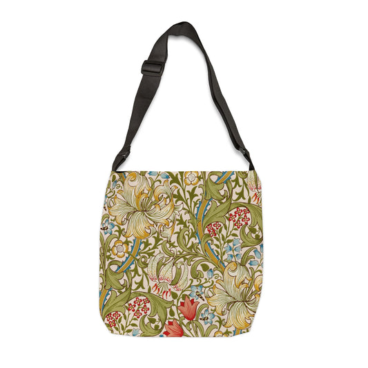 Tote Bag - Golden Lilly William Morris Design-Premium All-Over Print Shoulder Bag