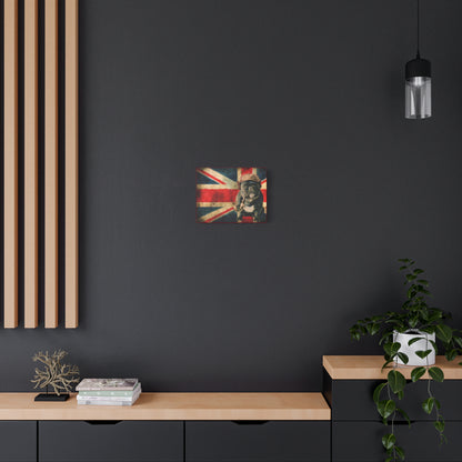 British Bulldog Canvas Wall Art – Vintage Union Jack with Smoking Frenchie