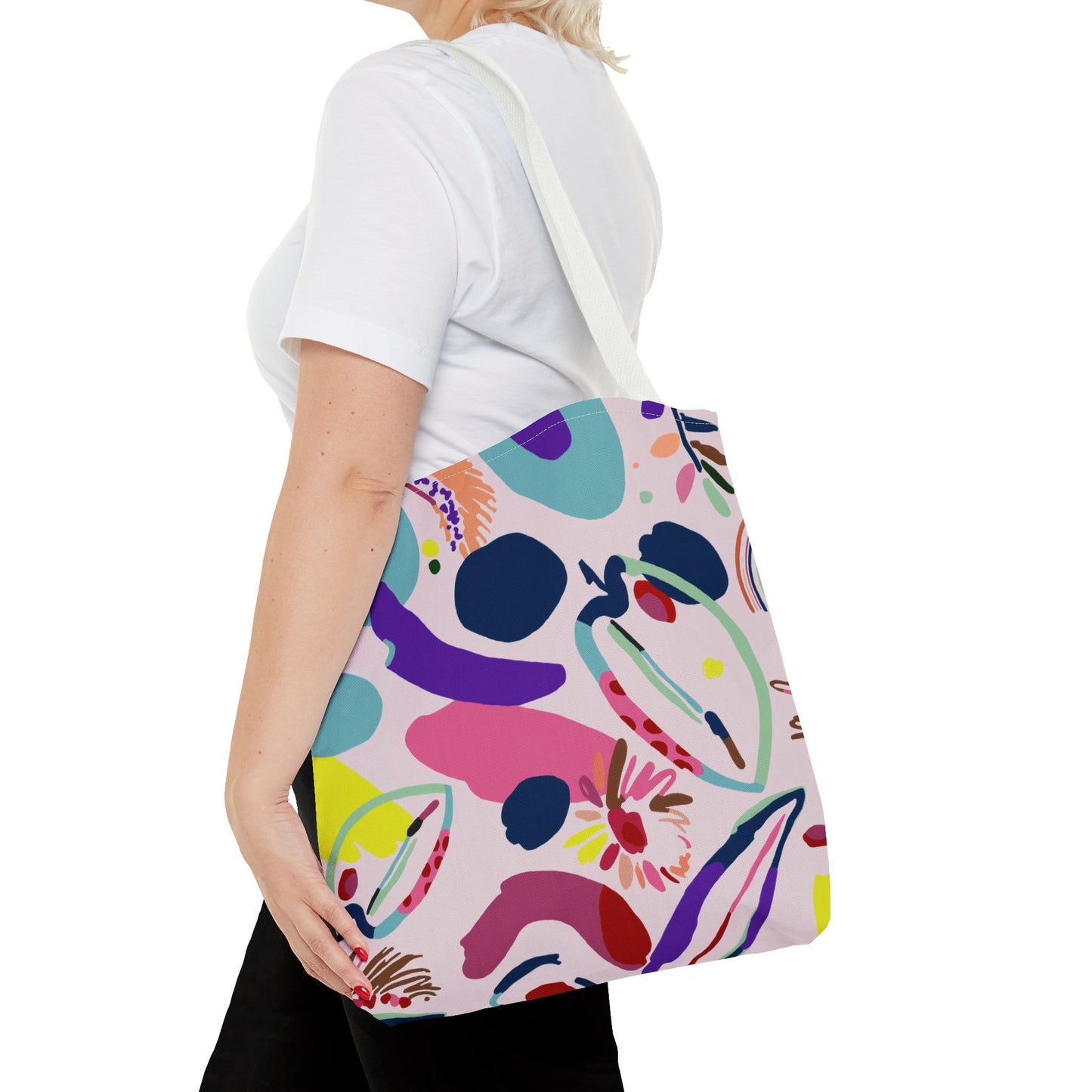 Colorful Circles Canvas Tote Bag - Heavy Duty Fine Art Shoulder Bag