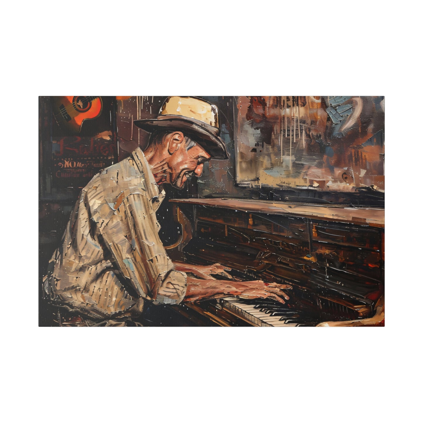 Matte Canvas, Stretched, 0.75" - Honky Tonk Piano Player