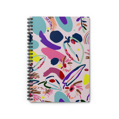 Abstract Floral Spiral Notebook — Colorful Art Pattern Ruled Journal