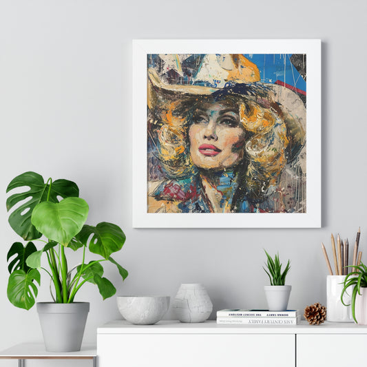 Framed Vertical Poster - Country Queen white frane in situ